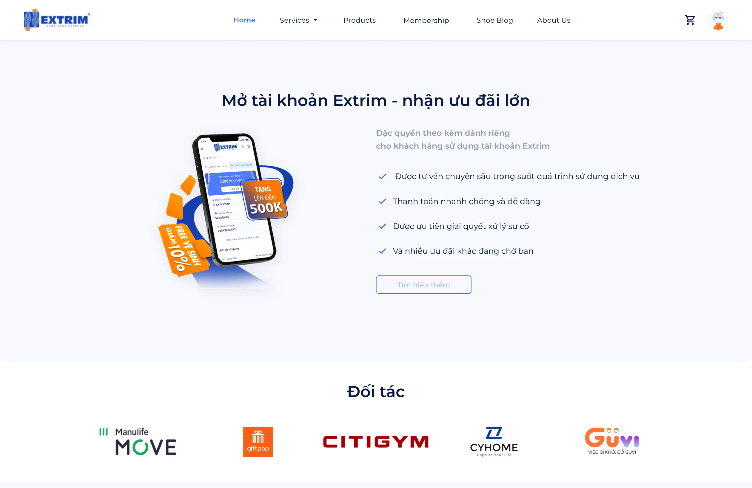 Extrim website — service catalogue grid.